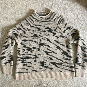 Madewell Cream and Green Crewneck Sweater